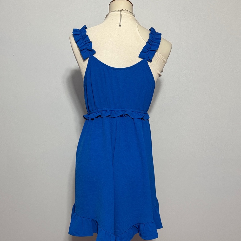 Royal Blue Ruffle Strap Romper - Picture 4 of 4